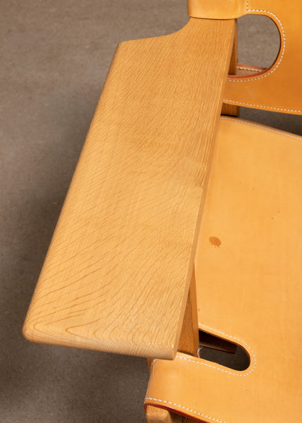 Børge Mogensen Spanish Chair in naturel leather and soaped oak for Fredericia Stolefabrik