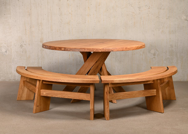 Pierre Chapo Dining Table T21D / Bench S38A Oak Chapo Creation France
