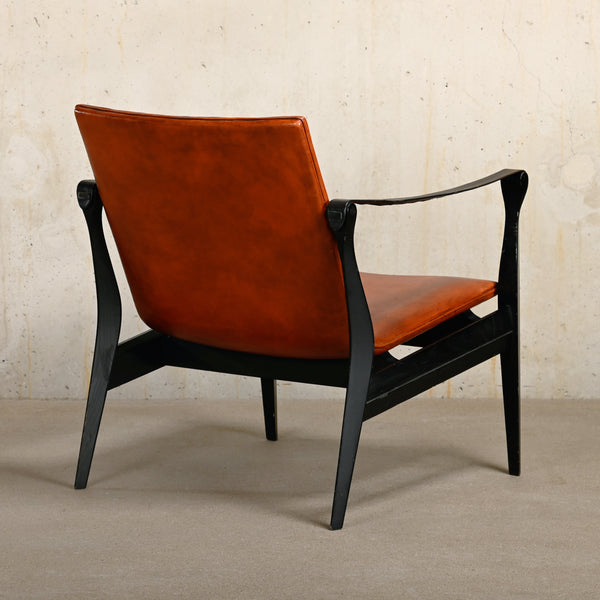Karen & Ebbe Clemmensen Safari Chair in leather for Fritz Hansen, Denmark