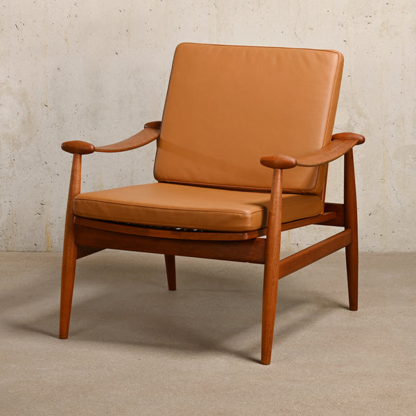 Finn Juhl FD-133 Easy Chair in teak and cognac leather for France & Daverkosen