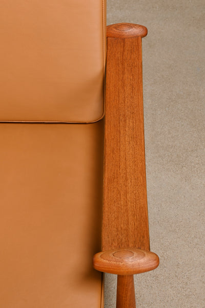 Finn Juhl FD-133 Easy Chair in teak and cognac leather for France & Daverkosen