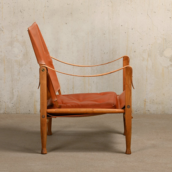 Kaare Klint Safari Chair in Brown Leather and Ash for Rud Rasmussen, Denmark