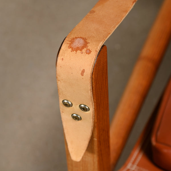 Kaare Klint Safari Chair in Brown Leather and Ash for Rud Rasmussen, Denmark