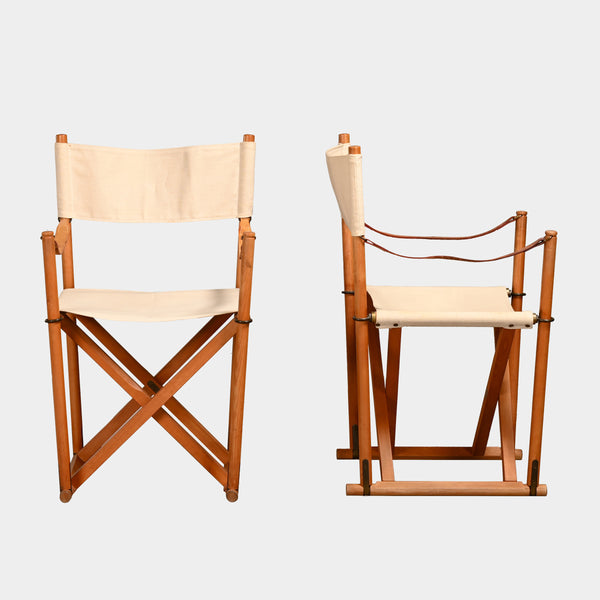 Mogens Koch MK16 Folding Chair in Beech Wood and Canvas for Rud Rasmussen, DK