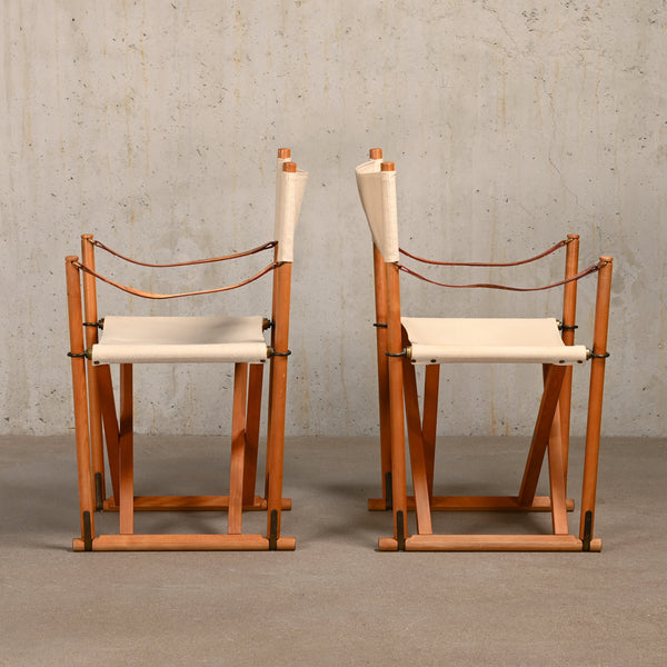 Mogens Koch MK16 Folding Chair in Beech Wood and Canvas for Rud Rasmussen, DK