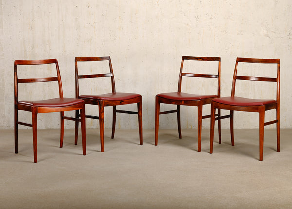 Arne Vodder Model 430 Dining Chairs in Aubergine Leather and Rosewood