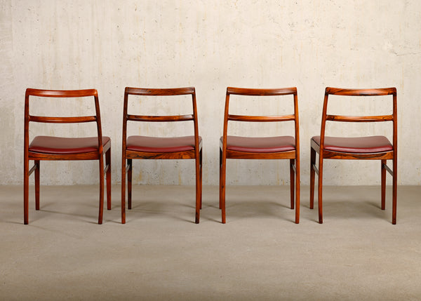 Arne Vodder Model 430 Dining Chairs in Aubergine Leather and Rosewood