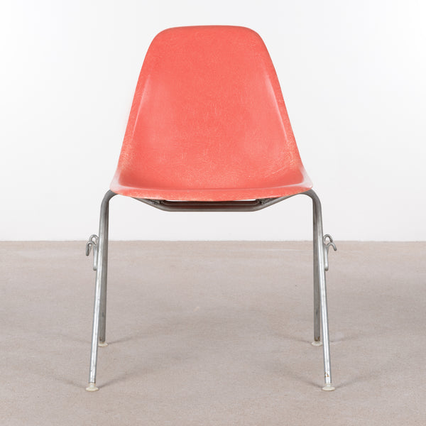 Charles and Ray Eames DSS Dining Side chair Stacking base Herman Miller Salmon