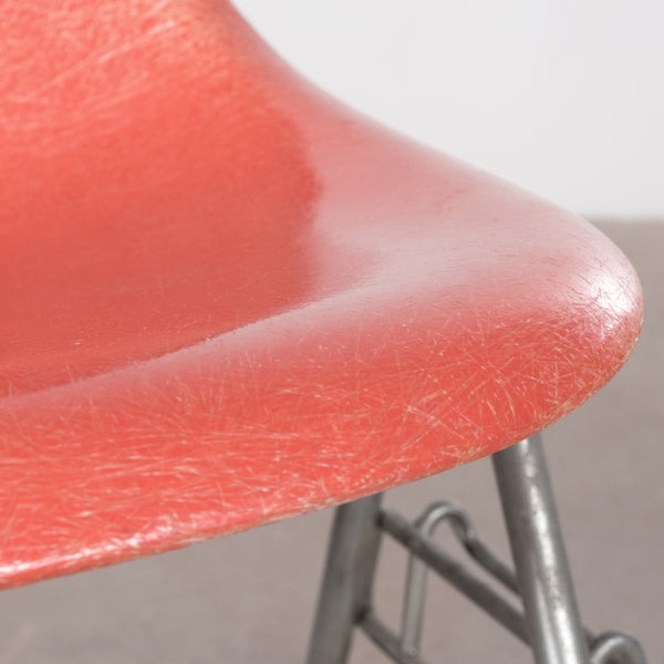 Charles and Ray Eames DSS Dining Side chair Stacking base Herman Miller Salmon