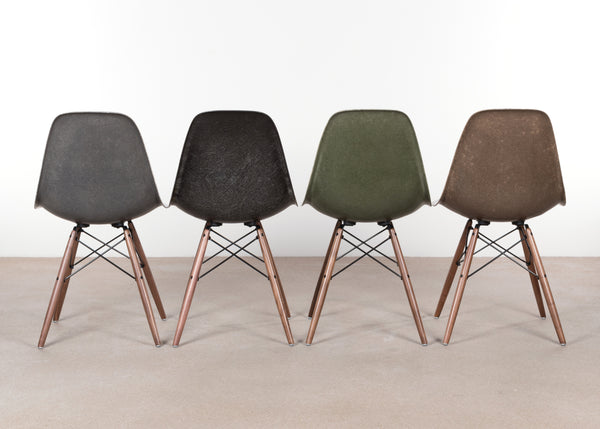 Vintage Charles and Ray Eames DSW dinging chairs Elephant Hide Grey, Black, Olive Green Dark, Seal Brown
