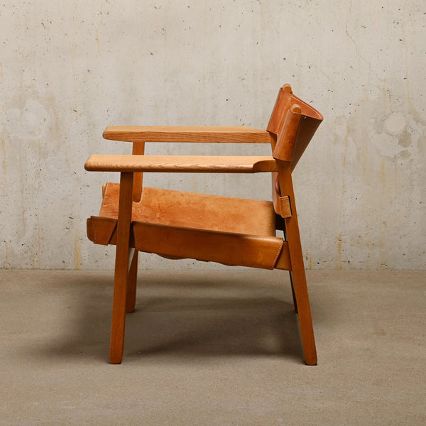 Børge Mogensen Spanish Chair in Cognac Leather and Oak for Fredericia