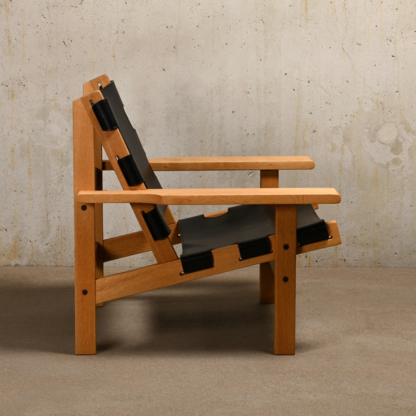 Kurt Østervig Hunting Chair model 168 Oak and Black leather