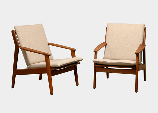 Poul Volther Easy Armchairs Model J55 in Oak with Felt Cushions for FDB Møbler