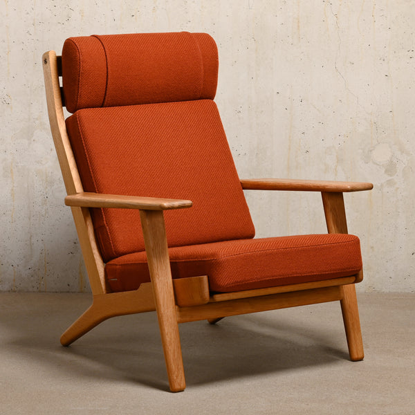 Hans J. Wegner GE290A Lounge Chair in brown ochre fabric for GETAMA