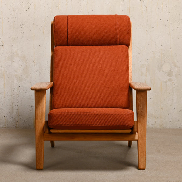 Hans J. Wegner GE290A Lounge Chair in brown ochre fabric for GETAMA