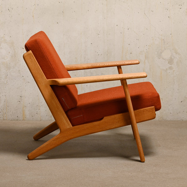 Hans J. Wegner GE290 Easy Chair in brown ochre fabric for GETAMA